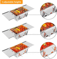 Dripex Portable Charcoal Grill BBQ Foldable Camping Stainless Steel Barbecue for Outdoor Picnic Travel Garden Beaches with Carrying Bag