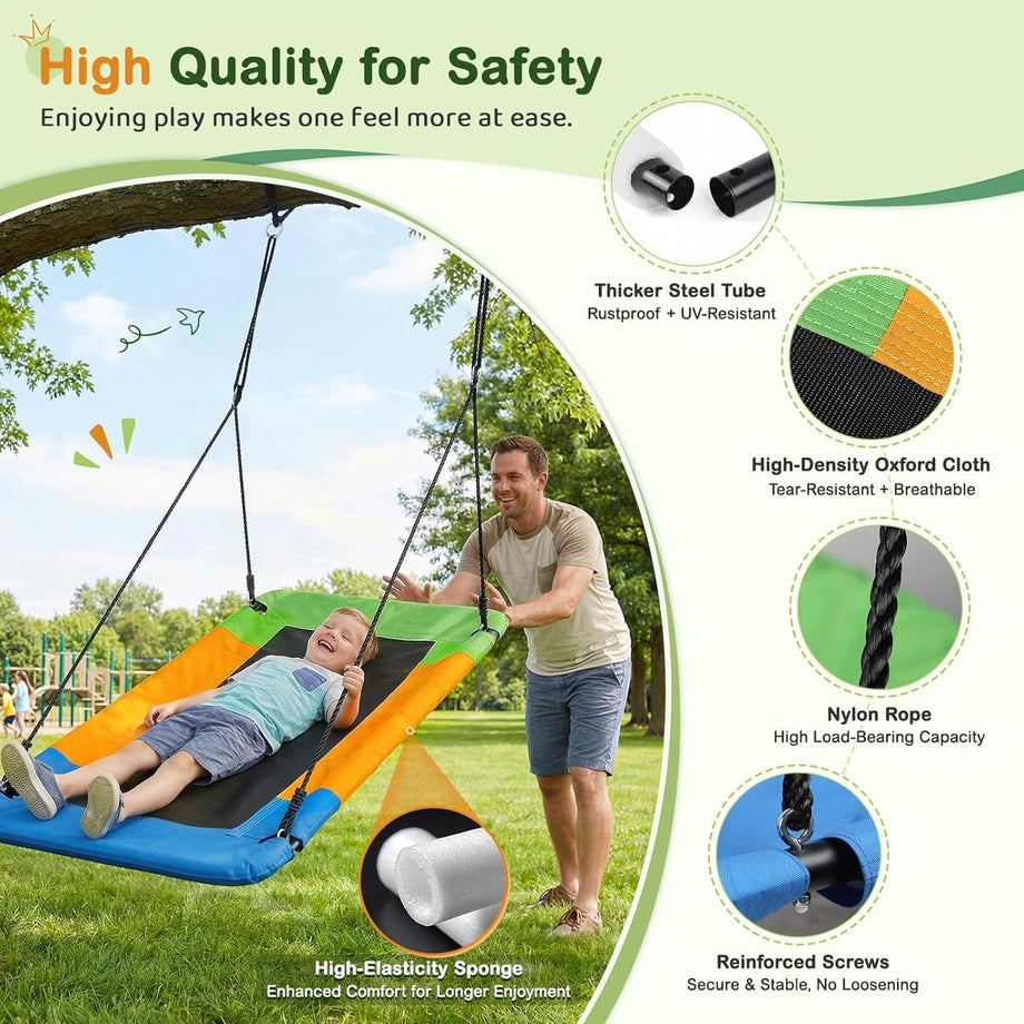 Dripex 150 x 80 cm Kids Nest Swing, Children's Swing Seat, Adjustable Hanging Tree Swings for Outdoor Backyard Garden, Oxford, 150 kg Capacity