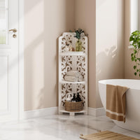 Dripex 3 Tier/4 Tier Baroque White Corner Shelf, Narrow Bathroom Shelves for Small Space, Floor Standing Storage Display Rack for Living Room, Bedroom or Home