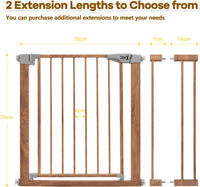 Dripex Stair Gate for Baby and Pet, Safety Pressure Fit, Metal Doors Stairs, Adjustable 75cm - 82cm, Auto Close Gate, One-Handed Operation-Wood Pattern Color