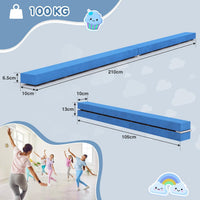 Dripex 7FT Folding Gymnastics Balance Beam Kids Training Beam Faux Suede for Home Gym Exercise