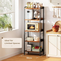Dripex Baker's Rack with/without power outlet, 65" Freestanding Kitchen Storage Shelf Unit with Hooks, 5-Tier Versatile Standing Bookshelf for Home, Kitchen, Living Room