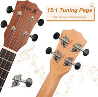 Dripex 23 Inch Concert Ukulele, Small Guitar Ukelele, Professonial Wood Ukulele Starter with Beginners Kit, Quality Musical String Instrument for Adults or Kids (Natural Color)