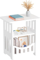 Dripex 3-Tier Side End Table with Storage Shelf Basket, White Small Bedside Table, Slim Narrow Nightstand Small Spaces for Living Room, Bedroom, Bathroom, Balcony