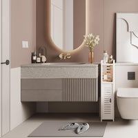 Dripex 4 Tier Bathroom Floor Cabinet, 18W x 20D x 80H cm, Slim White Storage Cabinet with Door, Narrow Free Standing Cupboards Adjustable Shelves for Bathroom or Bedroom