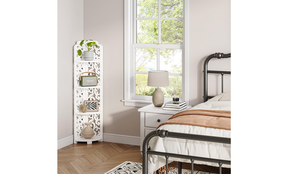 Dripex White Corner Shelf, Free Standing Shelf, Floor Storage Unit for Bathroom, Living Room or Bedroom