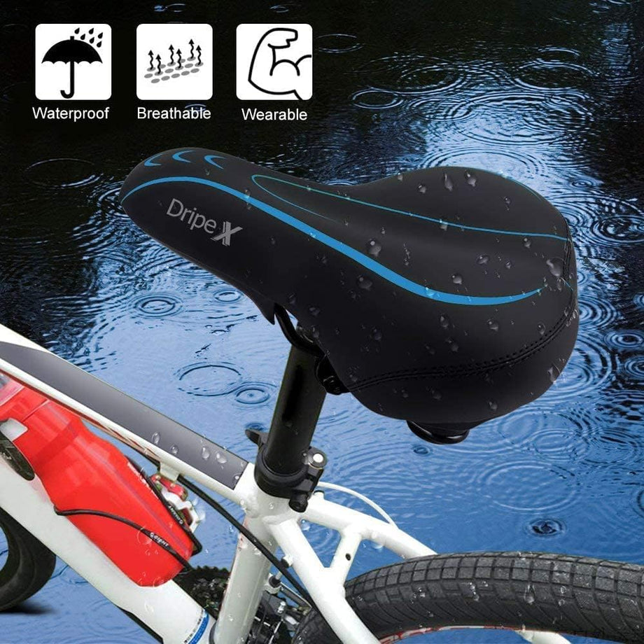 Dripex Gel Bike Seat - Comfort Universal Cycle Saddle Wide Cushion Pad Waterproof for Women & Men - Fits MTB/Road/Spinning Bikes