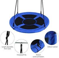 Dripex 100cm Round Nest Swing Children's Tree Swing Seat Round Basket for Outdoor Backyard Garden, Oxford, Blue, 150 kg Capacity