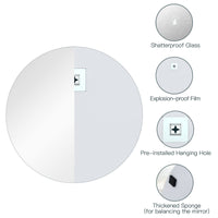 Dripex Frameless Bathroom Mirror, Wall Mounted Bathroom Mirror with Bevelled Edge & Pre-Drilled Holes for Dressing Room Bedroom Living Room