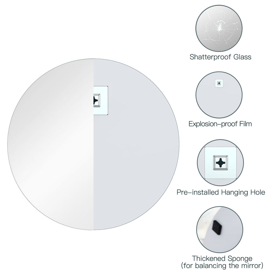 Dripex Frameless Bathroom Mirror, Wall Mounted Bathroom Mirror with Bevelled Edge & Pre-Drilled Holes for Dressing Room Bedroom Living Room
