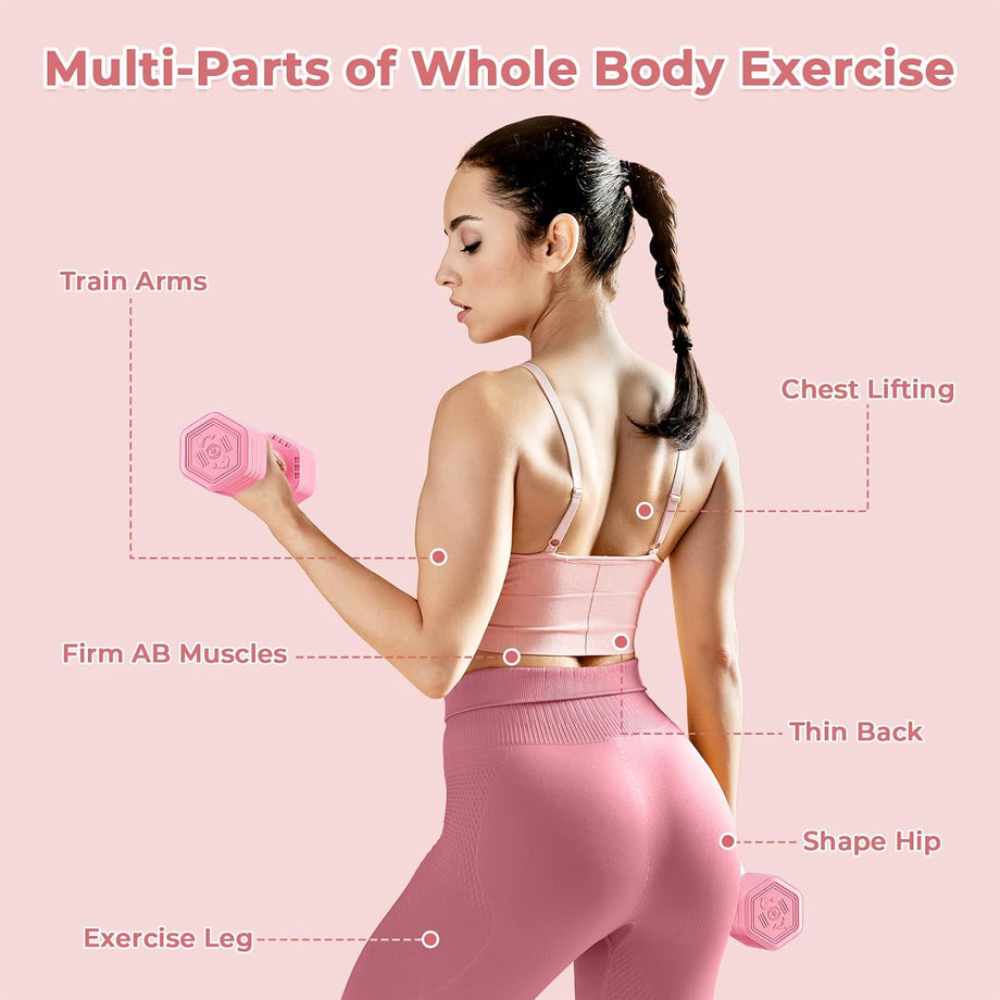 Dripex Women Weights Dumbbells Set 2.5kg 5kg 7.5kg Adjustable Dumbbell Pair | Weight Set for Women Men 4-in-1, Anti-Roll Design, Sold as a Pair, Non-Slip Handle, Home Gym Workout