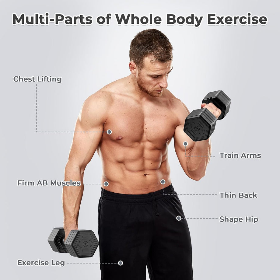 Dripex Women Weights Dumbbells Set 2.5kg 5kg 7.5kg Adjustable Dumbbell Pair | Weight Set for Women Men 4-in-1, Anti-Roll Design, Sold as a Pair, Non-Slip Handle, Home Gym Workout