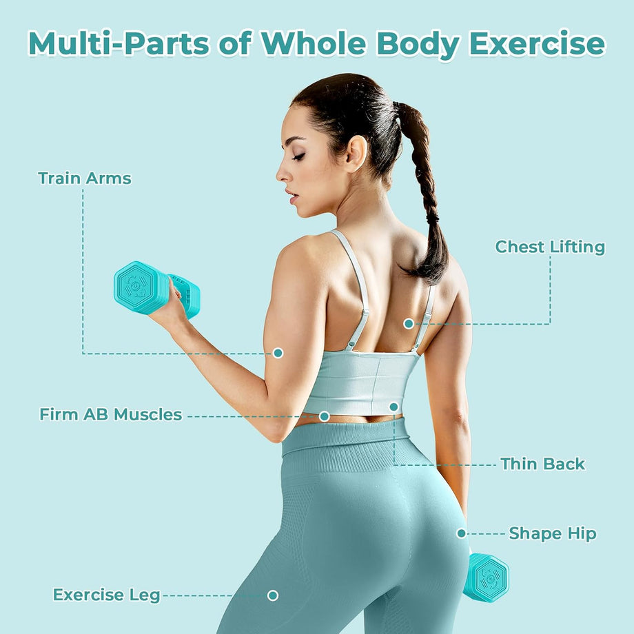 Dripex Women Weights Dumbbells Set 2.5kg 5kg 7.5kg Adjustable Dumbbell Pair | Weight Set for Women Men 4-in-1, Anti-Roll Design, Sold as a Pair, Non-Slip Handle, Home Gym Workout