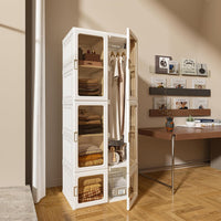 Dripex Portable Wardrobe Closet Storage Organizer Transparent Door Panels, Plastic Wardrobe with Magnetic Door, Suitable for Living Room, Bedroom, Easy Assembly