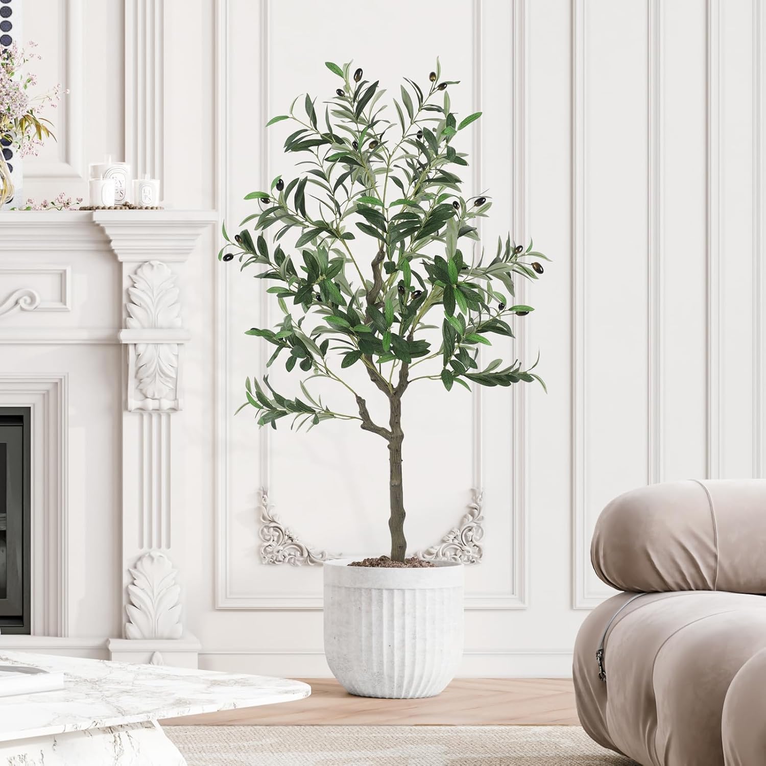 4FT 5FT 6FT 7FT Artificial Tree Tall Faux Silk Plant Lifelike Leaves Fake Tree Home Office Indoor Decor