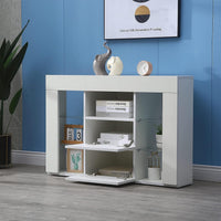 Dripex 100cm Corner TV Unit Entire Front High Gloss TV Stand Cabinet Cupboard Storage Furniture for Home Living Room Bedroom with RGB Lights for 32 40 45 50 inch TV - White