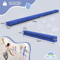 Dripex 7FT Folding Gymnastics Balance Beam Kids Training Beam Faux Suede for Home Gym Exercise