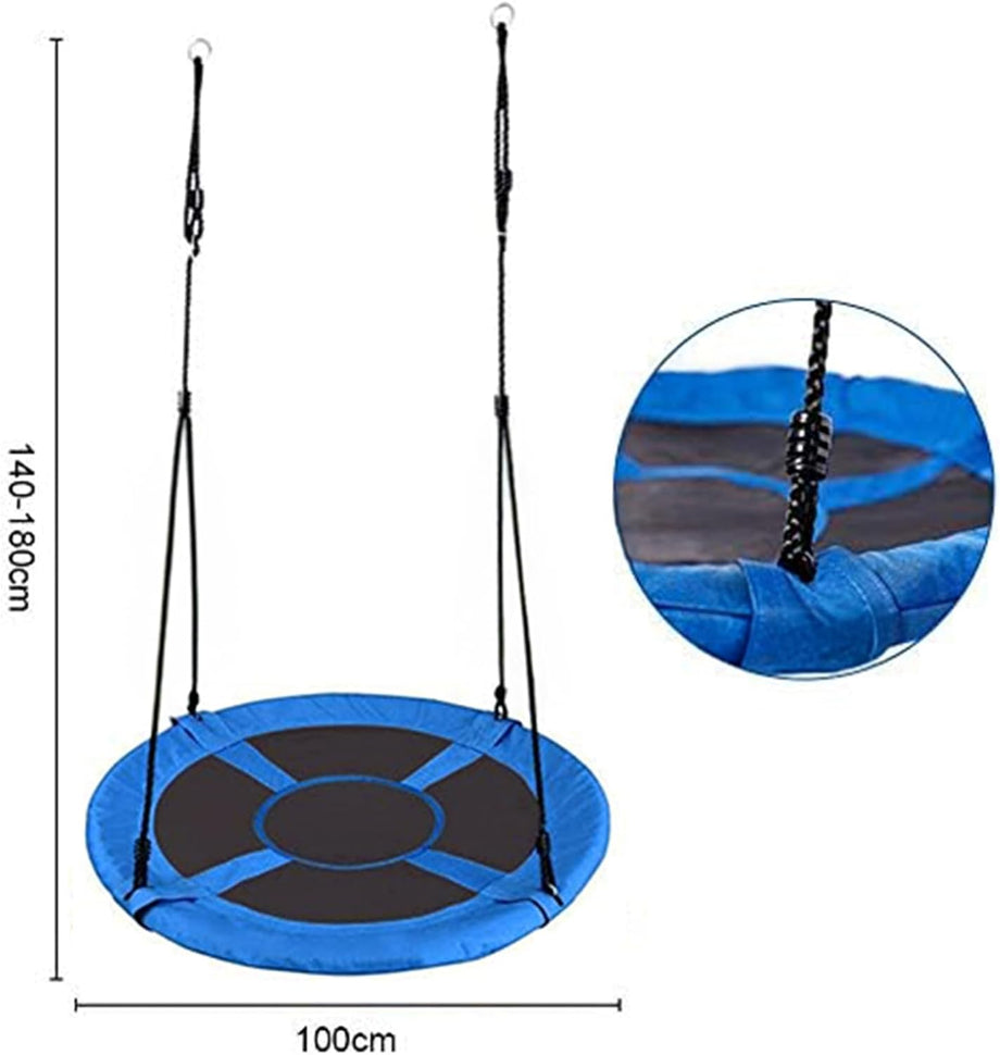 Dripex 100cm Round Nest Swing Children's Tree Swing Seat Round Basket for Outdoor Backyard Garden, Oxford, Blue, 150 kg Capacity