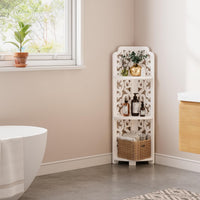 Dripex 3 Tier/4 Tier Baroque White Corner Shelf, Narrow Bathroom Shelves for Small Space, Floor Standing Storage Display Rack for Living Room, Bedroom or Home