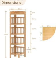 Dripex Bamboo Corner Shelf, Narrow Bookshelf for Small Space, Floor Standing Storage Display Rack for Living Room, Bedroom, Home or Office
