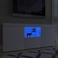 Dripex 135cm LED TV Cabinet Modern Tall TV Stand with Ambient lights Entertainment Unit Cupboard with Storage Furniture for Living Room for 22”-55” TV Entire Front High Gloss White, Home Office
