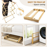 Dripex Clothes Airer, Foldable Clothes Drying Rack, Bamboo Laundry Drying Rack, Freestanding Towels Hanger, Space-Saving, Tool-Free Assembly