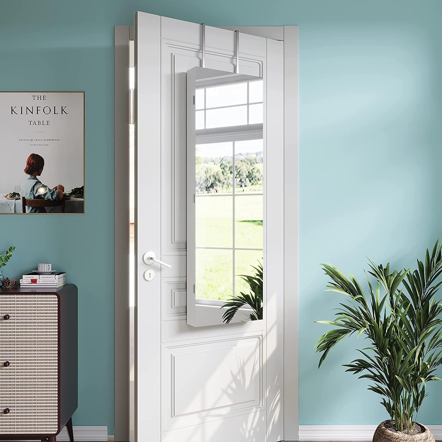 Jewelry Organiser Mirror Wardrobe Wall Mounted & Door Hanging Mirror Lockable Jewelry Wardrobe Large Storage