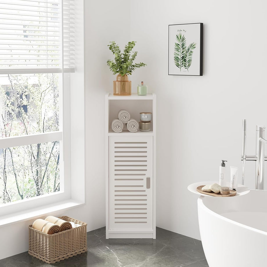 Dripex 3 Tier Bathroom Storage Cabinet White, 25W x 22D x 80H cm Waterproof Dustproof design, Compact Space-saving Size, Tool-free Disassembly, Free Standing