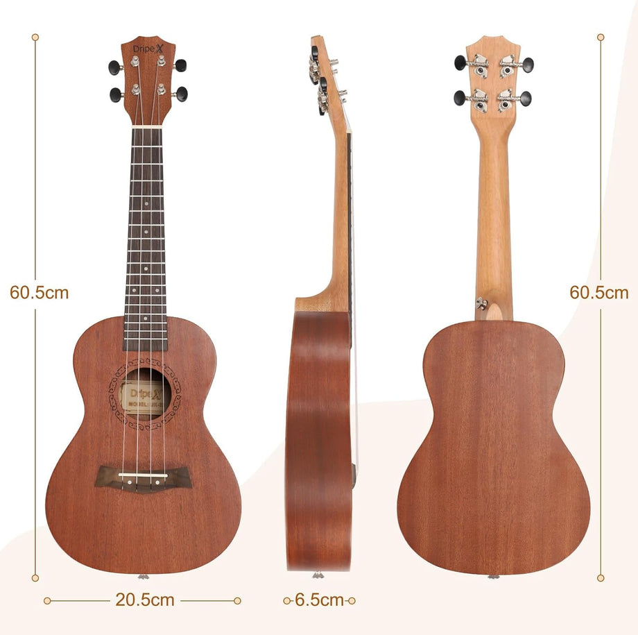 Dripex 23 Inch Concert Ukulele, Small Guitar Ukelele, Professonial Wood Ukulele Starter with Beginners Kit, Quality Musical String Instrument for Adults or Kids (Natural Color)