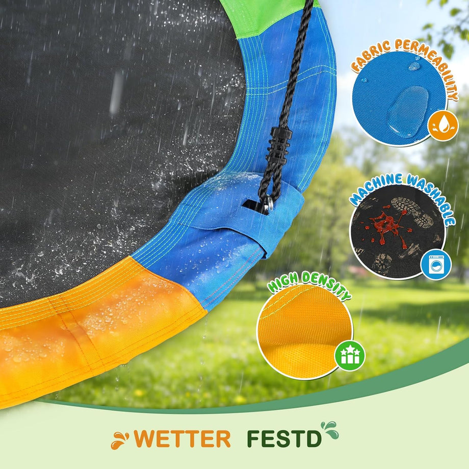Dripex 120cm Round Nest Swing Children's Tree Swing Seat Round Basket for Outdoor Backyard Garden, Oxford, Multicolor, 300 kg Capacity
