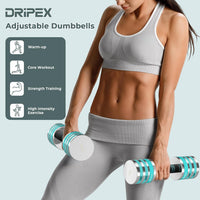 Dripex Adjustable Dumbbells Weight Set 5kg 10kg Dumbbell Pair 4-in-1 | Dumbbells Set Women Men, Sold as a Pair, Non-Slip Handle, Home Gym Fitness