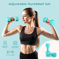 Dripex Adjustable Dumbbells Weight Set 2.5kg 5kg Dumbbell Pair 4-in-1 | Dumbbells Set Women Men, Sold as a Pair, Non-Slip Handle, Home Gym Fitness, Pink Blue Green Purple Yellow Black