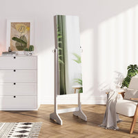 Dripex Jewelry Organiser Mirror Wardrobe, Free Standing Mirror with Large Storage, Lockable Jewelry Armoire Unit, 3 Angles Adjustable, White