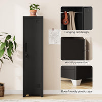 Dripex Metal Cabinet with Hanging Rail Lockable Steel Filing Cabinet Multi-purpose Storage Cabinet Steel Locker for School Home Office Garage 150 x 38 x 38 cm