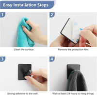Dripex Self Adhesive Hooks - Set of 2/4/6, Stainless Steel - Strong Sticky Hooks for Hanging Towels, Bathroom Towel Hooks, Tea Towel Hooks, Stick on Hooks
