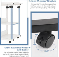 Dripex C Shaped Side Table, 80 x 40 x 68-89 cm Height Adjustable Overbed table with Wheels, Sofa Bedside Laptop Table with 2 Tiers Storage Shelves, Coffee Snack Table for Living Room, Bedroom