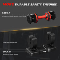Dripex Adjustable Dumbbells 11kg/24.5kg Dumbbell Weights Pair for Men | Quick-Adjust Non-Slip Handle, Fast Weight Set for Saving Place, Home Gym Fitness Training, Safety Locking Mechanism
