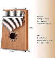 Dripex Kalimba 17 Keys Thumb Piano with Study Instruction and Tune Hammer, Finger Marimba Instrument for Music Lover Beginners(Mahogany)