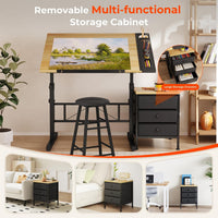 Dripex Adjustable Drafting Table, Tiltable Drawing Table with Stool, Art Craft Desk with Storage Drawers for Artwork, Computer Desk for Reading, Writing and Working at Home/Office