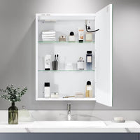Dripex LED Bathroom Mirror Cabinet, Bathroom Mirror Cabinet with LED Lights Shaver Socket and Demister Pad, Non-contact Sensor Switch, White/Right hinge
