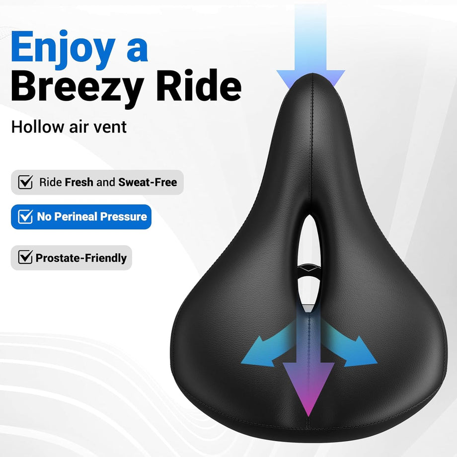 Dripex Gel Bike Seat - Comfort Universal Cycle Saddle Wide Cushion Pad Waterproof for Women & Men - Fits MTB/Road/Spinning Bikes