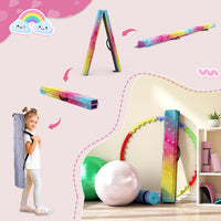 Dripex Kids Balance Beam - 210/240cm Portable Folding Balance Beam with Carry Handles, High Density EVA Faux Suede Gymnastics Beam for Home Gym Exercise