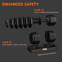 Dripex Adjustable Dumbbells 55lbs Dumbbell Weights Pair for Men | Quick-Adjust Non-Slip Handle, Fast Weight Set for Saving Place, Home Gym Fitness Training, Safety Locking Mechanism