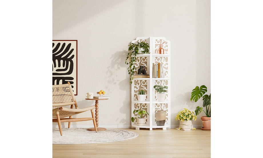 Dripex White Corner Shelf, Free Standing Shelf, Floor Storage Unit for Bathroom, Living Room or Bedroom