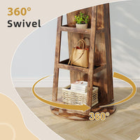 Dripex Jewelry Organiser Mirror Wardrobe, 360° Swivel Jewelry Storage, Lockable, 3 in 1 Free Standing Mirror with Storage Shelves