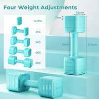 Dripex Adjustable Dumbbells Weight Set 2.5kg 5kg Dumbbell Pair 4-in-1 | Dumbbells Set Women Men, Sold as a Pair, Non-Slip Handle, Home Gym Fitness, Pink Blue Green Purple Yellow Black