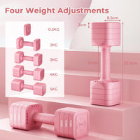 Dripex Adjustable Dumbbells Weight Set 2.5kg 5kg Dumbbell Pair 4-in-1 | Dumbbells Set Women Men, Sold as a Pair, Non-Slip Handle, Home Gym Fitness, Pink Blue Green Purple Yellow Black