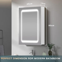 Dripex LED Bathroom Mirror Cabinet, Bathroom Mirror Cabinet with LED Lights Shaver Socket and Demister Pad, Non-contact Sensor Switch, White/Left hinge