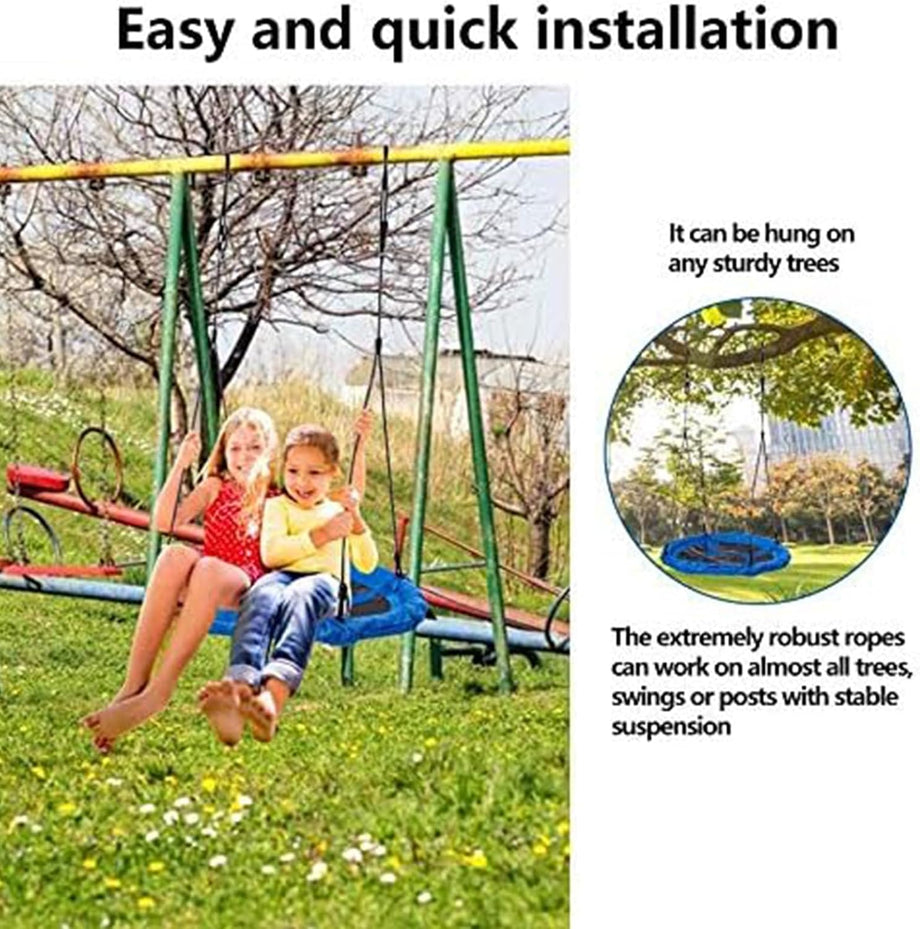 Dripex 100cm Round Nest Swing Children's Tree Swing Seat Round Basket for Outdoor Backyard Garden, Oxford, Blue, 150 kg Capacity