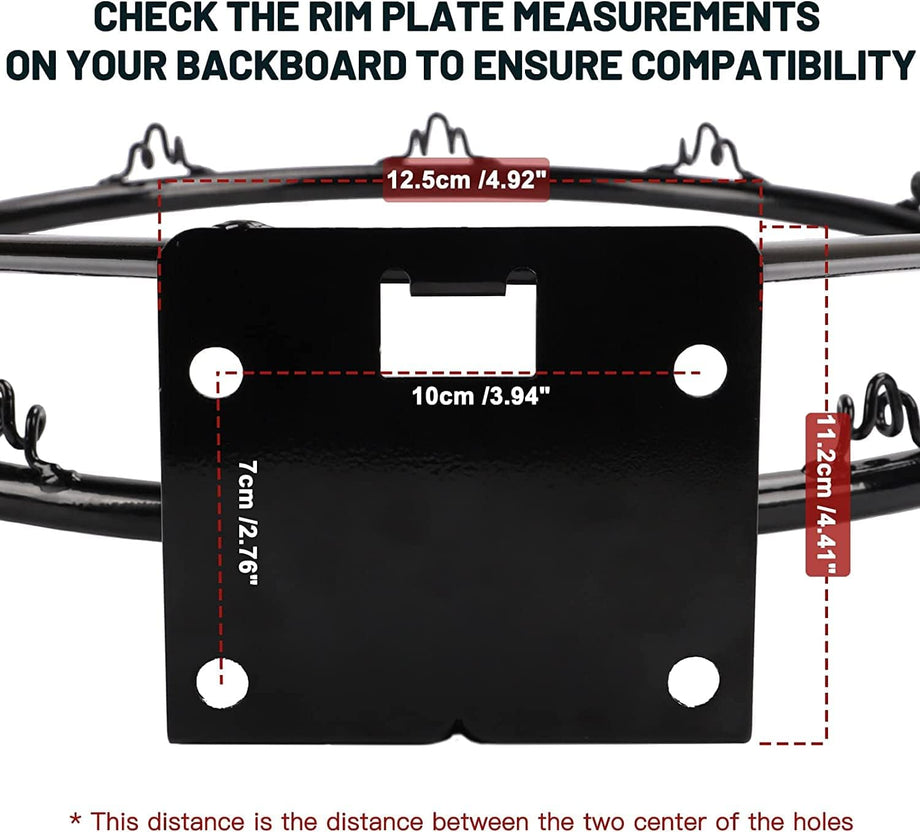 Dripex Basketball Rim 18'' (45cm) Full Size Replacement Outdoor Wall Door Mounted with All Weather Net Solid Steel 18 Inch